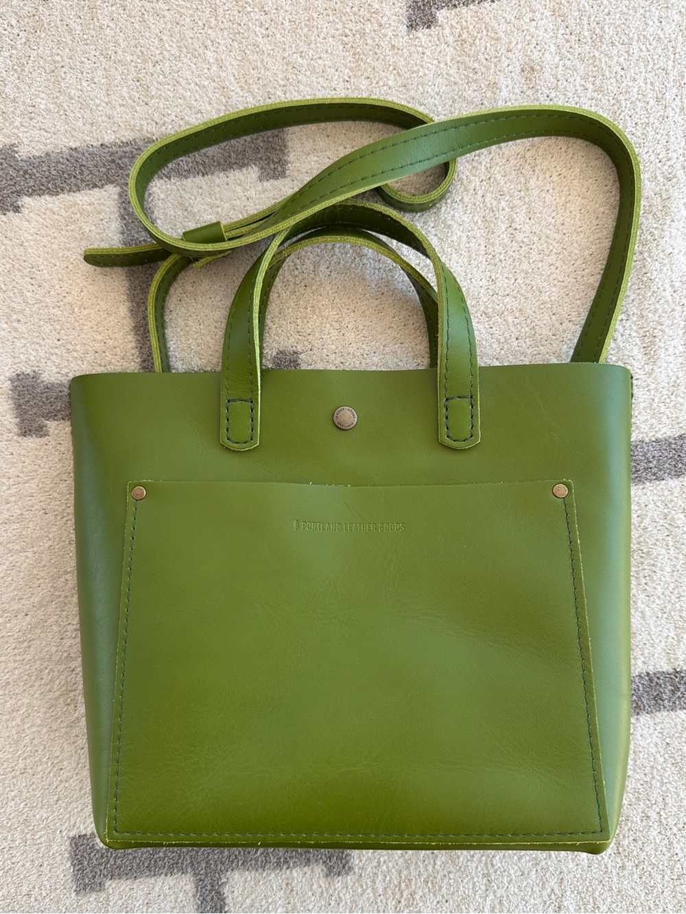 Green Leather Tote Crossbody Bag by Portland leather goods
